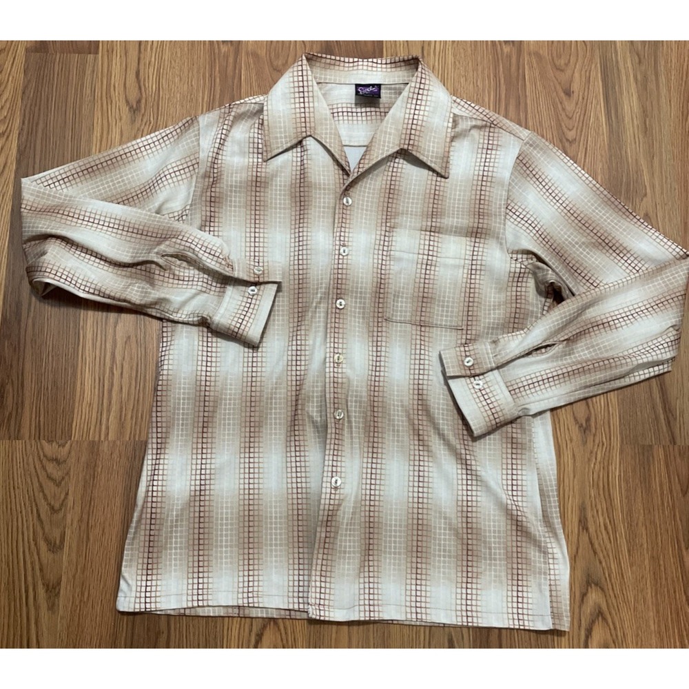 Joel Cal Made Shirt Mens Large Mod Disco Vintage 70s Point Collar